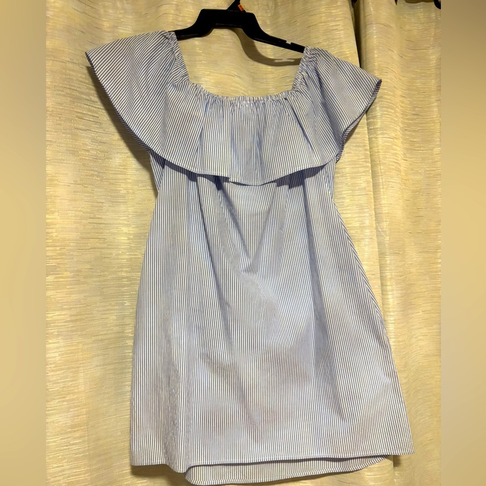 Vince Camuto Blue Striped Off-Shoulder Summer Dress